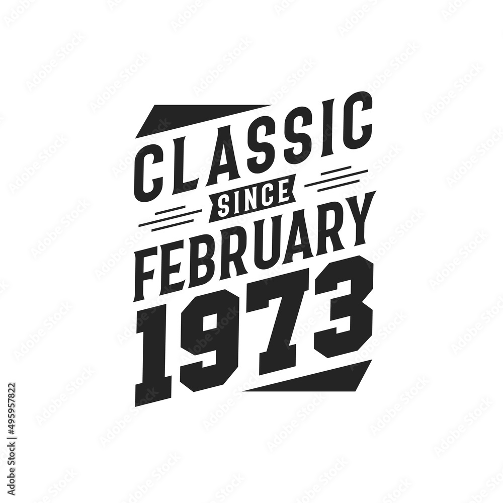 Born in February 1973 Retro Vintage Birthday, Classic Since February 1973