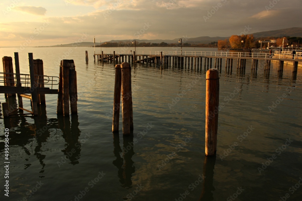 Italy, Umbria: Foreshortening of Trasimeno Lake. Italy, Umbria: Foreshortening of Trasimeno Lake.