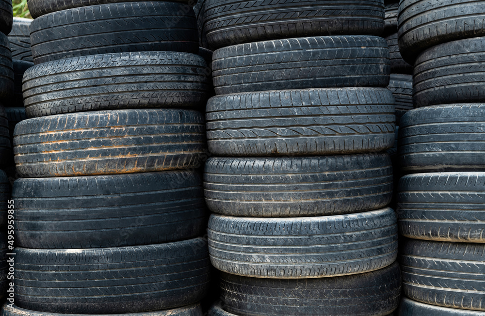 A pile of old car tires A pile of old car tires