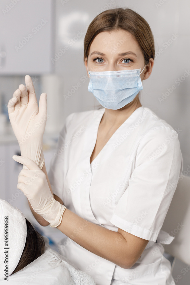 Pretty skin cosmetology doctor in mask Pretty skin cosmetology doctor in mask