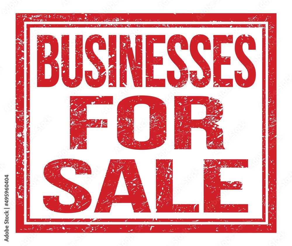 BUSINESSES FOR SALE, text on red grungy stamp sign