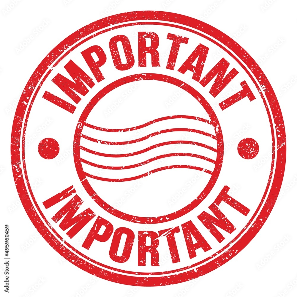 IMPORTANT text written on red round postal stamp sign IMPORTANT text written on red round postal stamp sign