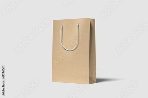 Blank paper shopping bag mockup isolated