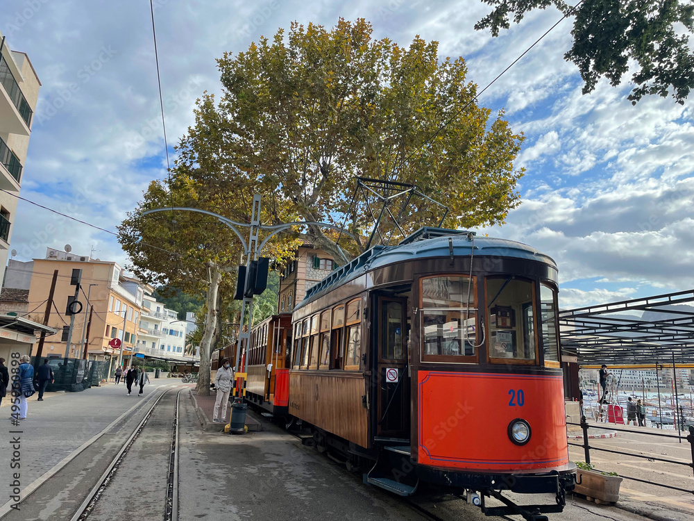 The famous tram in Soller on the beautiful island of Mallorca