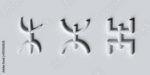 amazigh symbol on white background. 3d illustration photo
