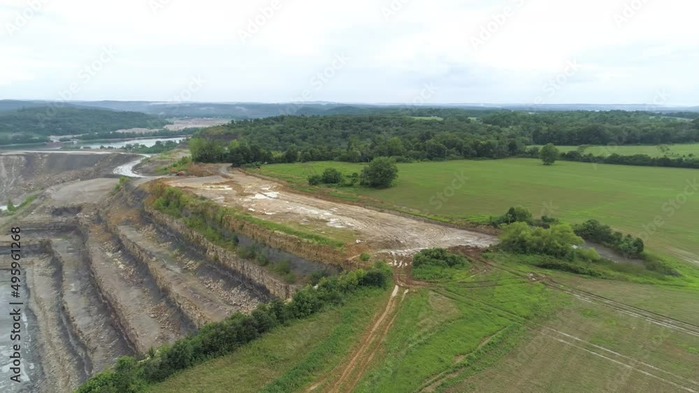 Aerial Shot of Indiana Crushed Limestone Quarry on the Ohio River Aerial Shot of Indiana Crushed Limestone Quarry on the Ohio River