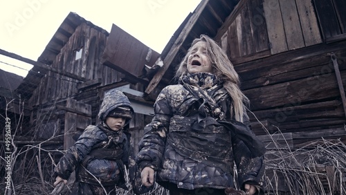 Children without a home, apocalypse, war