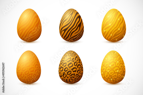 Golden easter eggs with animal pattern