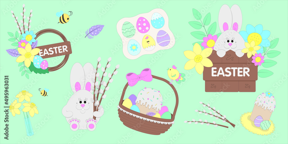 Easter composition green Easter composition green