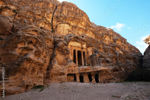Little Petra, Jordan caved building in Siq alBarid Wadi Musa Triclinium