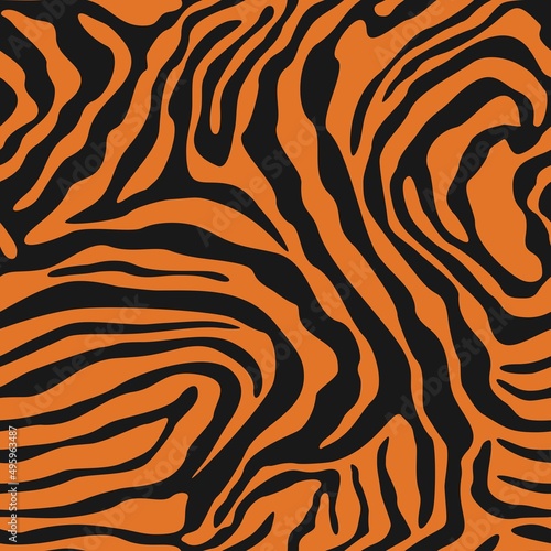  Tiger pattern vetkor seamless pattern, trendy print, tiger stripes on orange background.