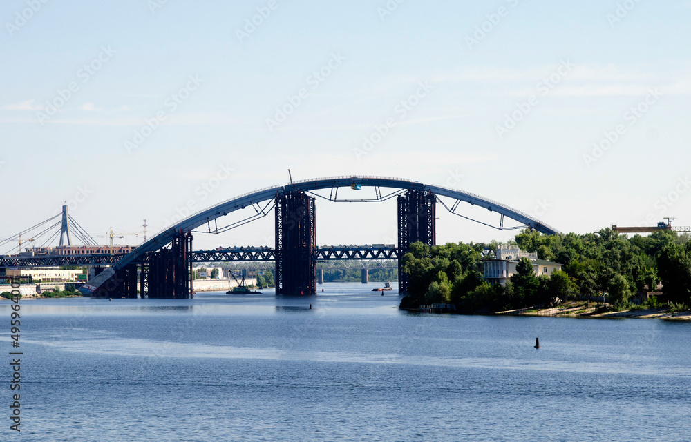bridge over Dnipro river in Kyiv