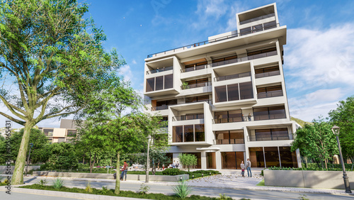 Modern new apartment block
