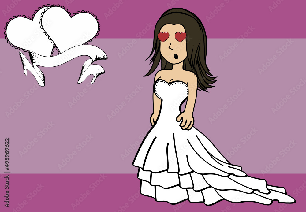 in love bride character cartoon kawaii expression background illustration