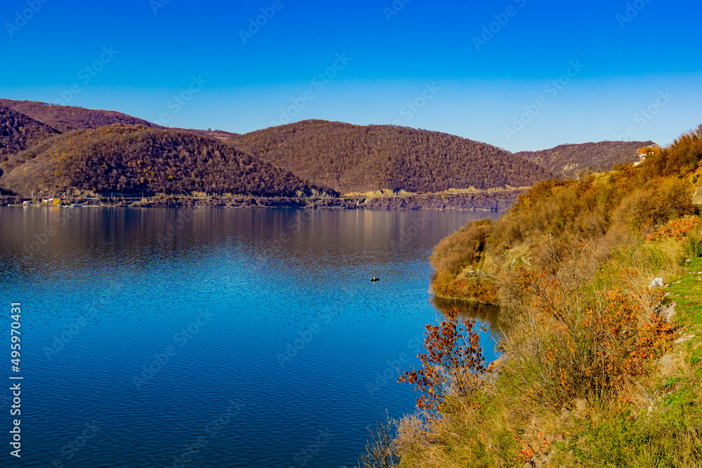 Danube gorge at Djerdap in Serbia on autumn day
