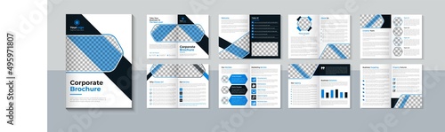 Professional company profile brochure design, Business 16 page brochure template, Corporate brochure design, Blue color