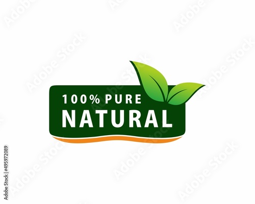 100% natural food certified label, 100 percent pure natural label stamp