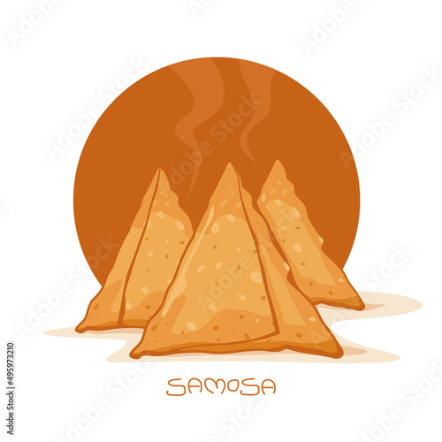 Samosa is a vegetables stuffed deep fried snack very popular in India vector