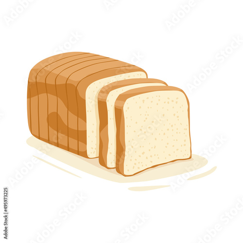 Photo Bread, bakery icon, sliced fresh wheat bread isolated on white background