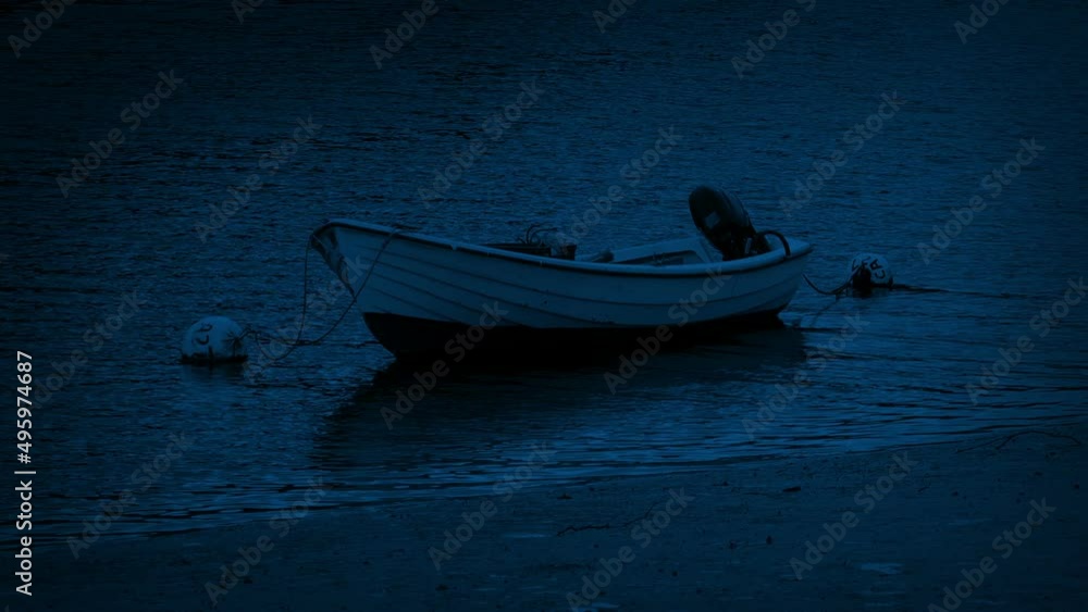 Boat By The Shore At Night Boat By The Shore At Night