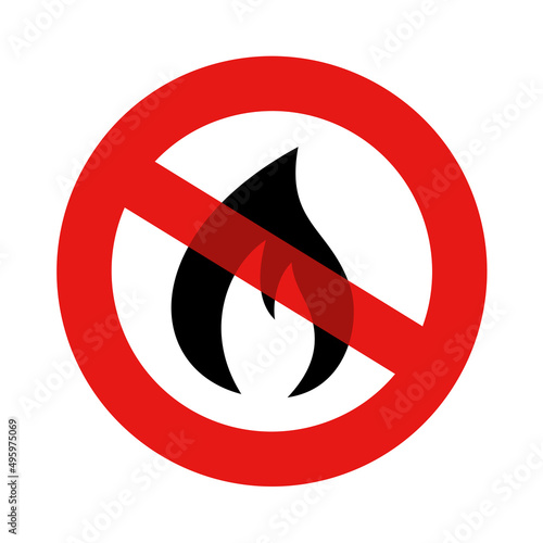 Symbol of natural gas is crossed out - stop, restriction, cancellation and ban of energy commodity. Vector illustration isolated on white.