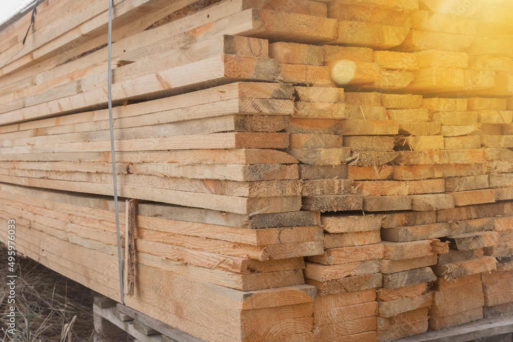 Wood stack storage of timber materials and lumber pile industry Wood stack storage of timber materials and lumber pile industry
