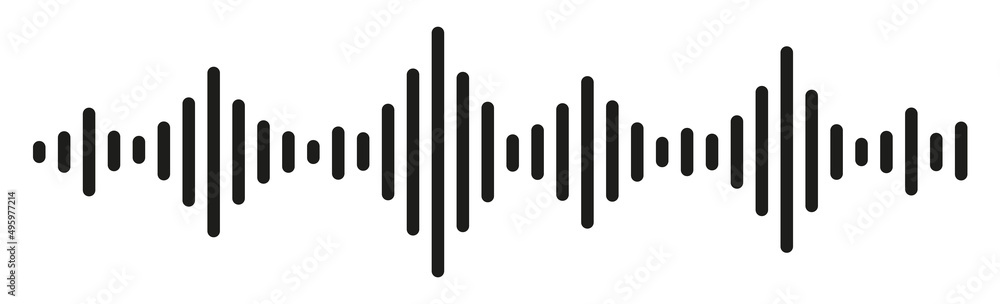 Obraz premium Sound and audio waves. Monochrome soundwave lines. Soundwaves rhythm symbol. Volume audio scales lines - stock vector.
