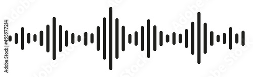 Sound and audio waves. Monochrome soundwave lines. Soundwaves rhythm symbol. Volume audio scales lines - stock vector. photo