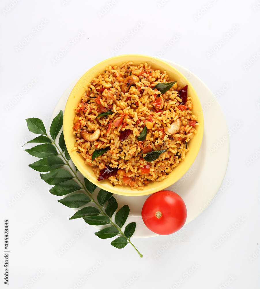 Tomato rice.spicy South Indian rice recipe Tomato pulao or Tomato Rice