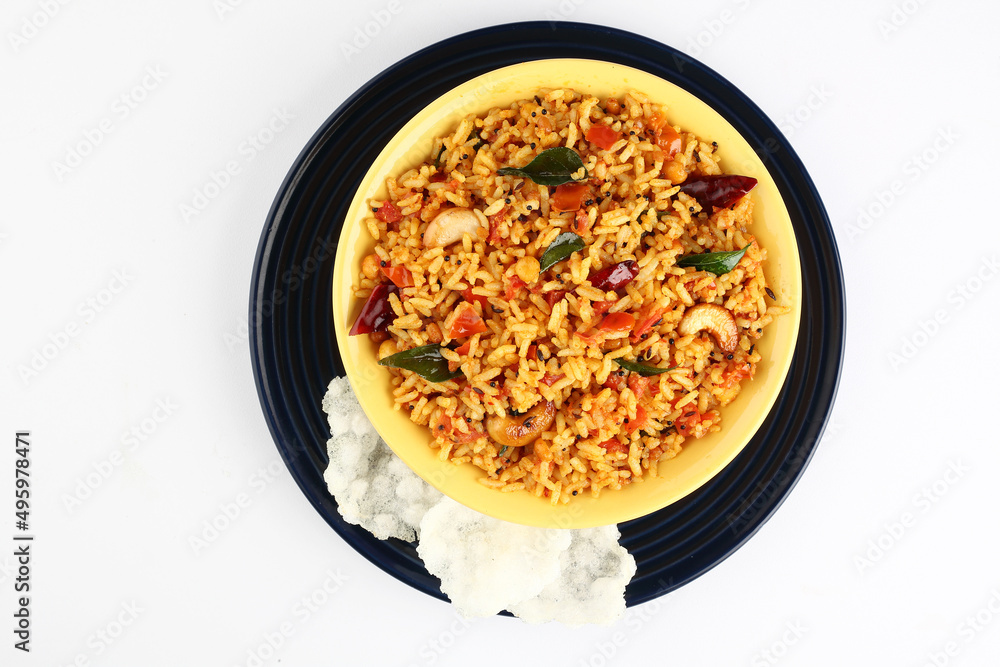 Tomato rice.spicy South Indian rice recipe Tomato pulao or Tomato Rice
