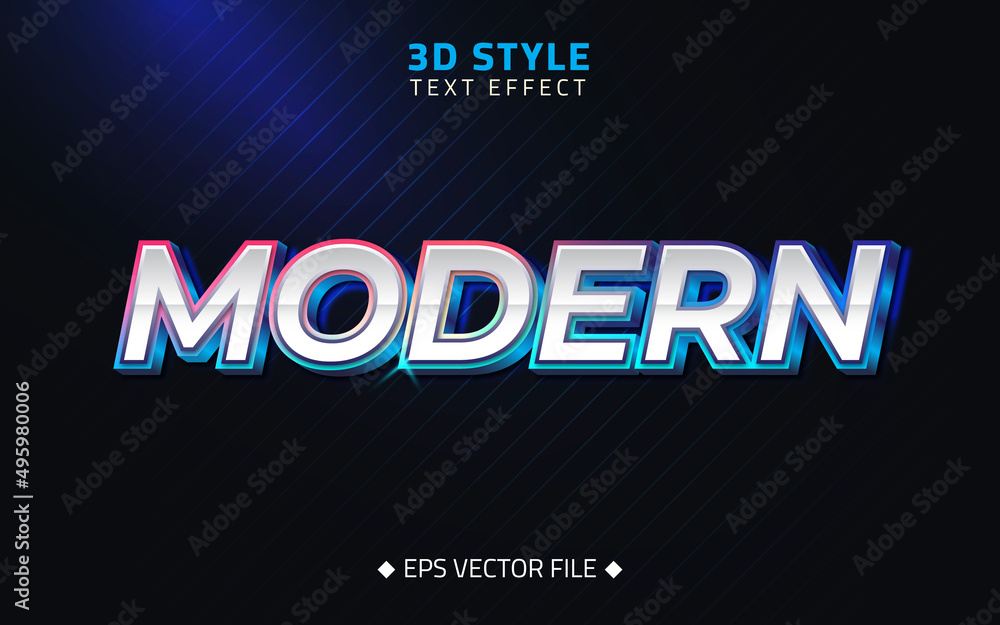 Editable realistic 3d text effect in modern trend style and shiny bright color