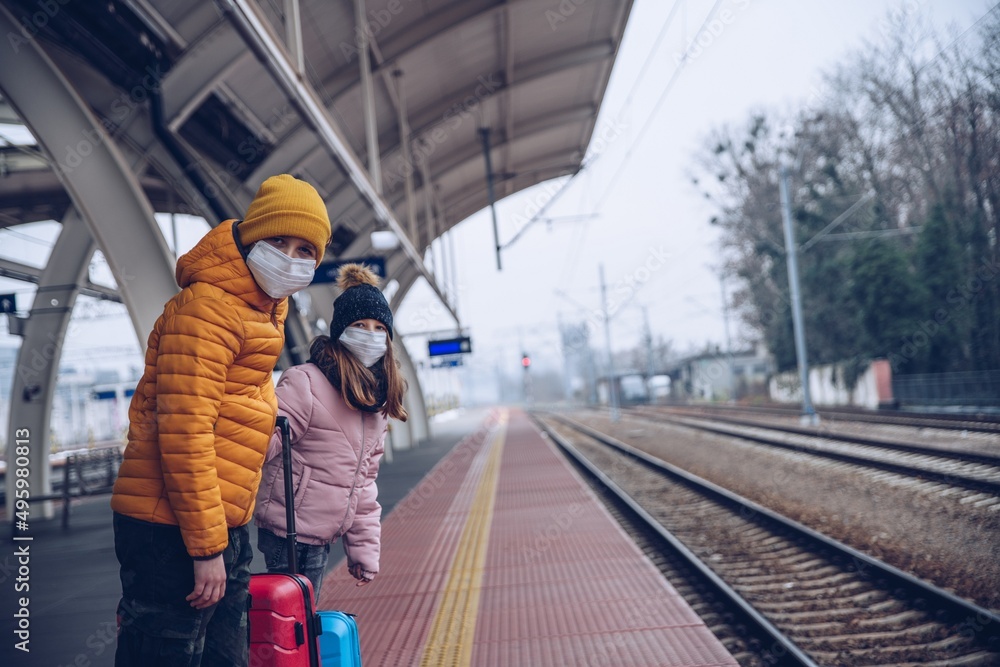 custom made wallpaper toronto digitalUkrainian children refugees waiting for transport on train station