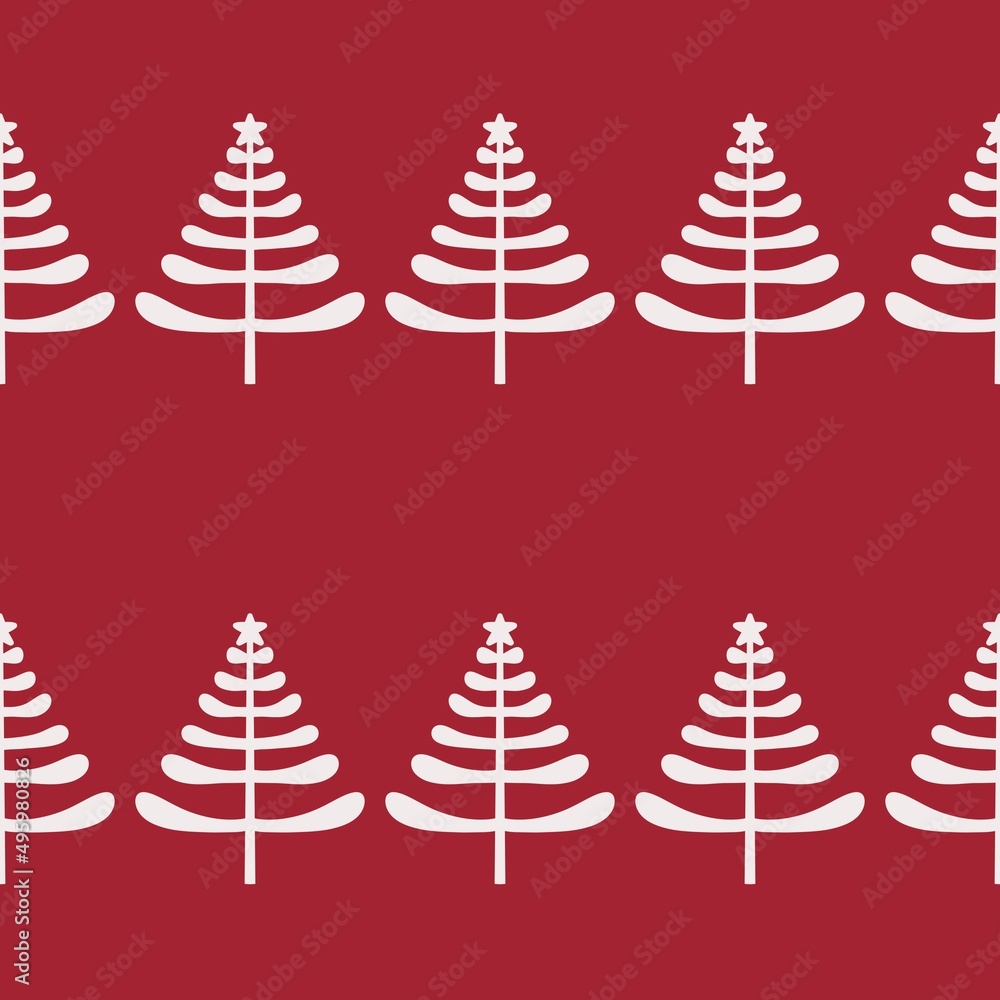Obraz premium Doodle green cute Christmas tree for fabrics and gifts