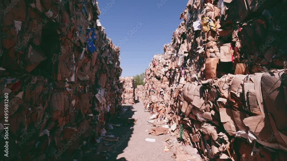 paper waste landfill. pressed waste paper and cardboard. paper ...