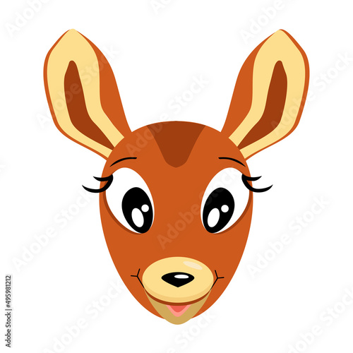 The face of a small fawn on a white background.Vector illustration .It can be used in children's textiles, postcards, packages