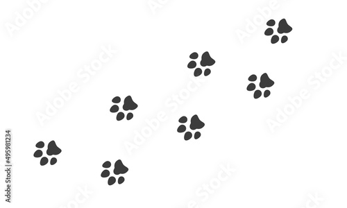 Vector footprints of animal on white background. Dog footprints. 