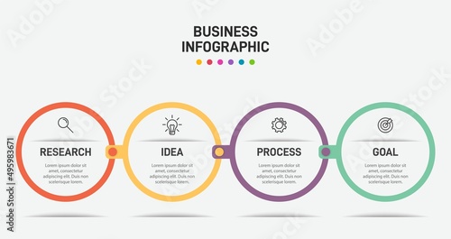 Infographic design with icons and 4 options or steps. Thin line vector. Infographics business concept. Can be used for info graphics, flow charts, presentations, web sites, banners, printed materials.