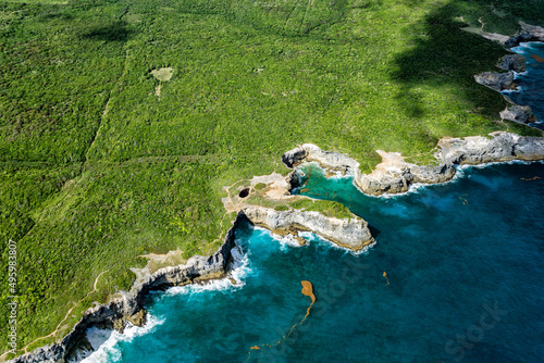 Aerial view of the East coast, Grande-Terre, Guadeloupe, Lesser Antilles, Caribbean.