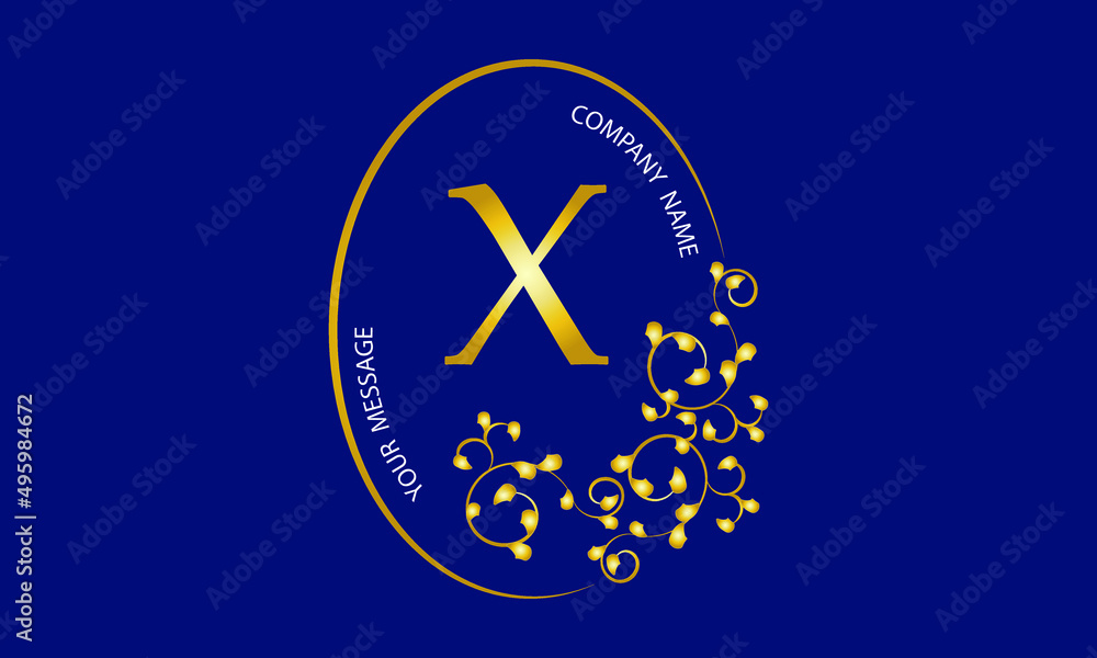 Exquisite gold monogram, logo, invitation, greeting card, business sign or any desired idea on a dark background with the letter X in the center. Exquisite gold monogram, logo, invitation, greeting card, business sign or any desired idea on a dark background with the letter X in the center.
