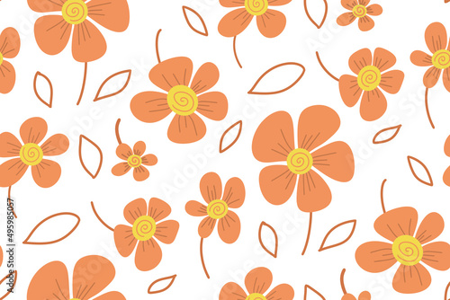 seamless Maio laranja pattern with orange flowers 18 may day photo