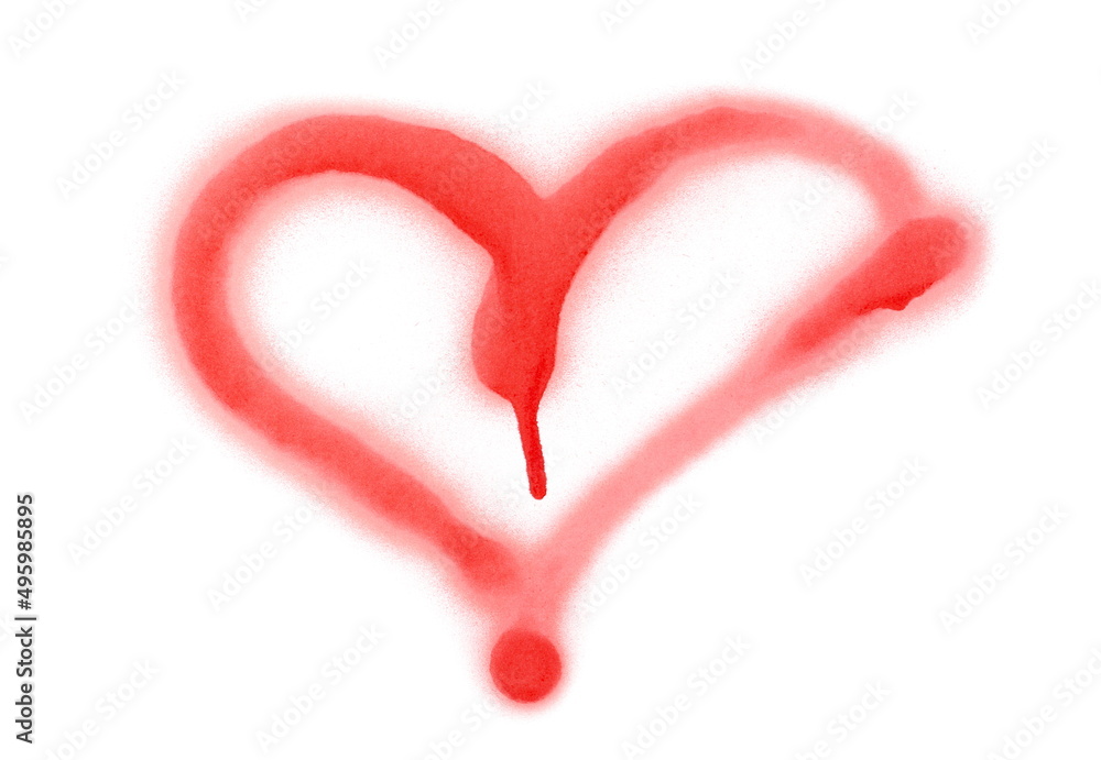 Red spray stain heart isolated on white Red spray stain heart isolated on white