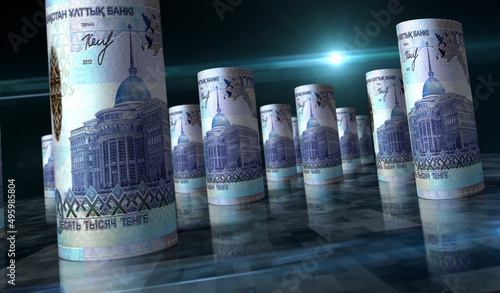Kazakh Tenge money banknotes pack 3d illustration photo