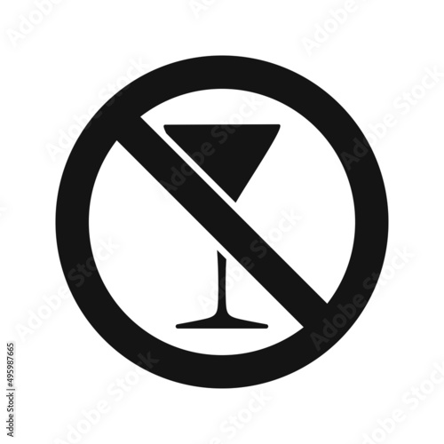 No alcohol drink sign. Alcohol-free zone symbol.	