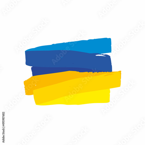 Hand drawn highlighter stripes in colors of ukrainian national flag. Background design for poster calling to stop the war of russia against Ukraine. Vector eps8 illustration without transparency.