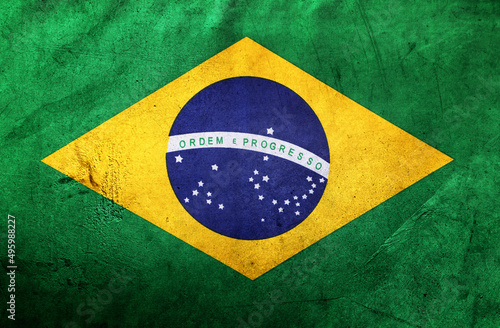 Obraz na płótnie Closeup of grunge Brazilian flag