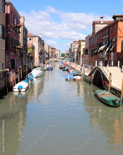 Slika na platnu Navigable canal in Venice in Italy