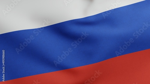 National flag of the Russian Federation waving 3D Render, russian tricolour flag textile, flag of the Russian Empire