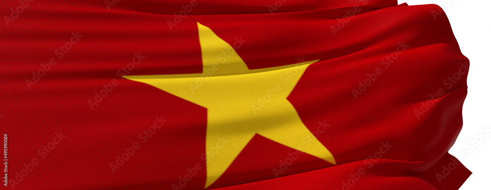 drapeau vietnamien dans le vent - gros plan - rendu 3D drapeau vietnamien dans le vent - gros plan - rendu 3D