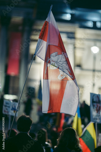 Ukrainian people protest, thousands gather to demand tougher sanctions on Russia from British Government, EU and USA to stop the war in Ukraine photo