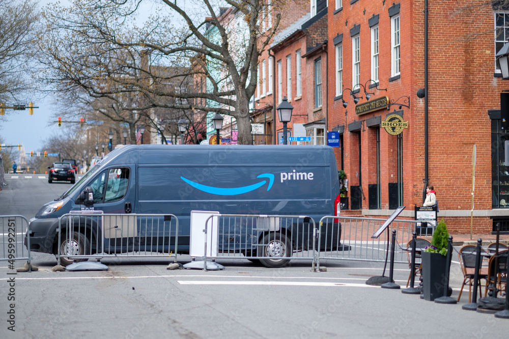 Amazon Delivery Truck in the Old Town Shopping District Alexandria, VA, USA  Stock Photo | Adobe Stock